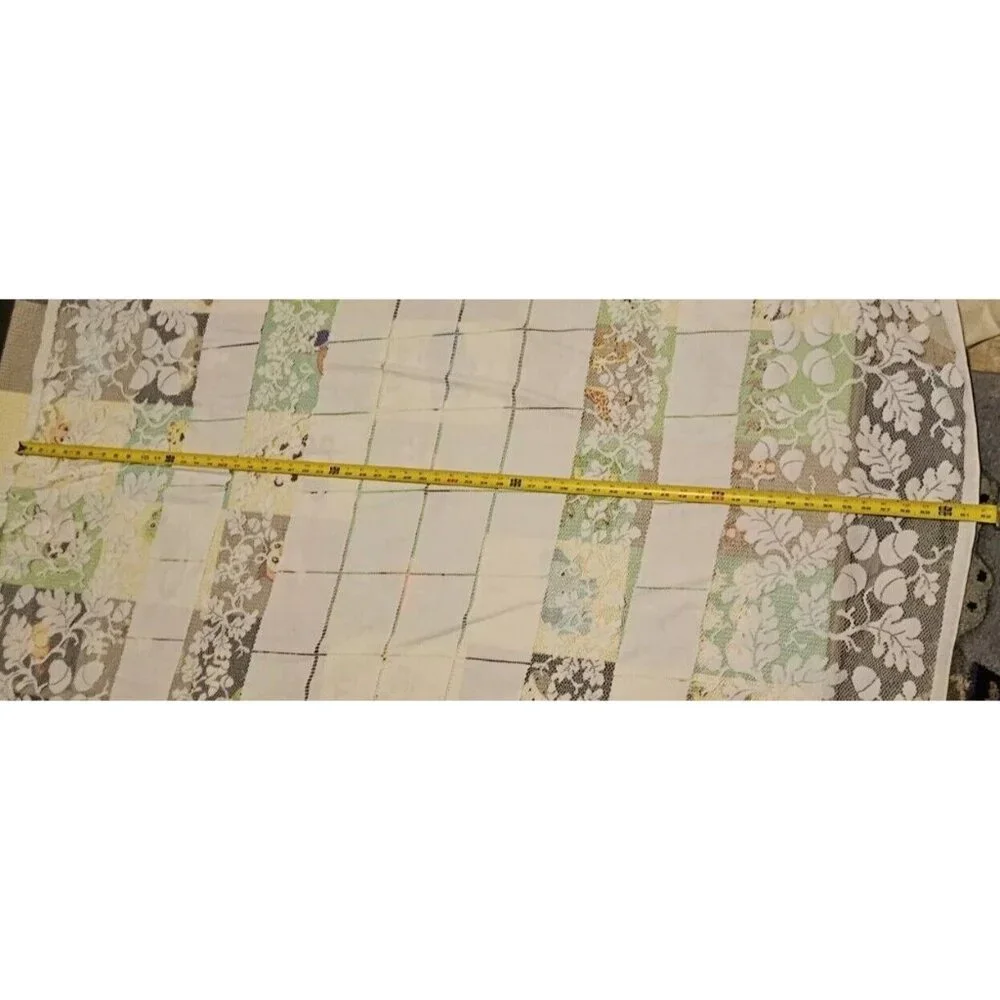 Antique Vtg Handmade‎ Lace Estate Oval Tablecloth w/ Cutwork Leaf & Acorn Design